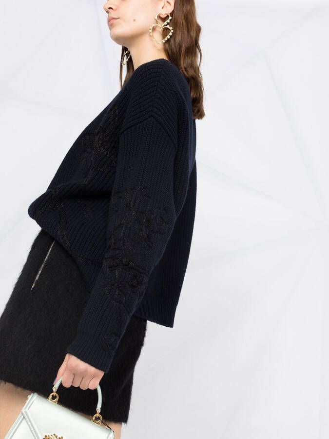Valentino Garavani Trui met geborduurde bloemen Blauw