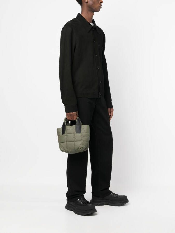 VeeCollective Gewatteerde shopper met logoprint Groen