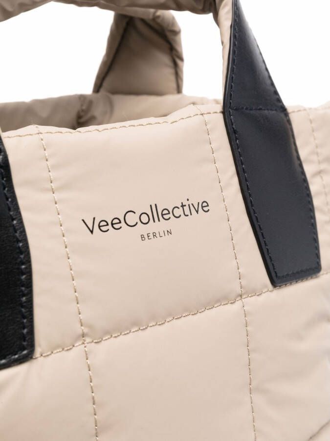 VeeCollective Gewatteerde shopper met logodetail Beige