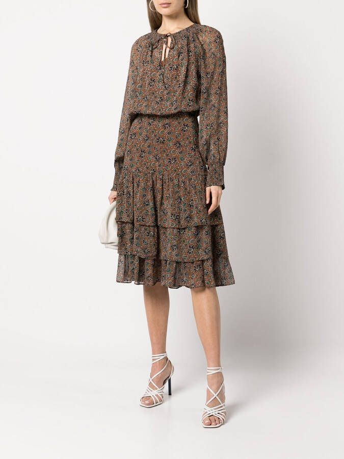 Veronica Beard Midi-jurk met bloemenprint Bruin