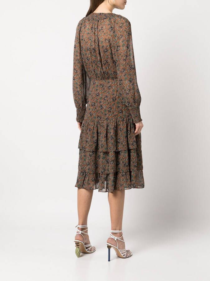 Veronica Beard Midi-jurk met bloemenprint Bruin