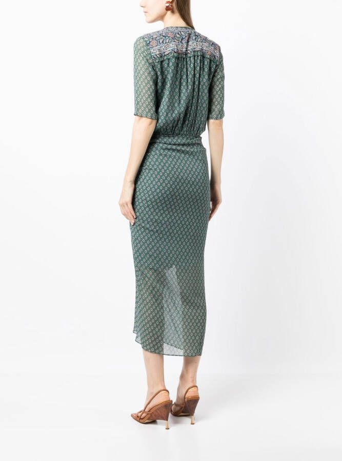 Veronica Beard Maxi-jurk met korte mouwen Groen