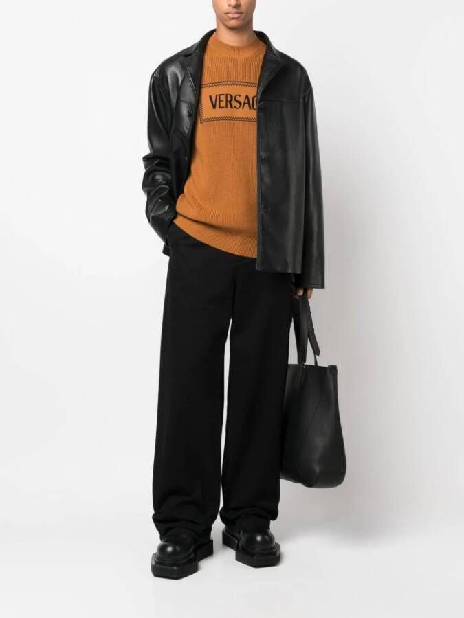 Versace 1990s pre-owned trui met logo Bruin