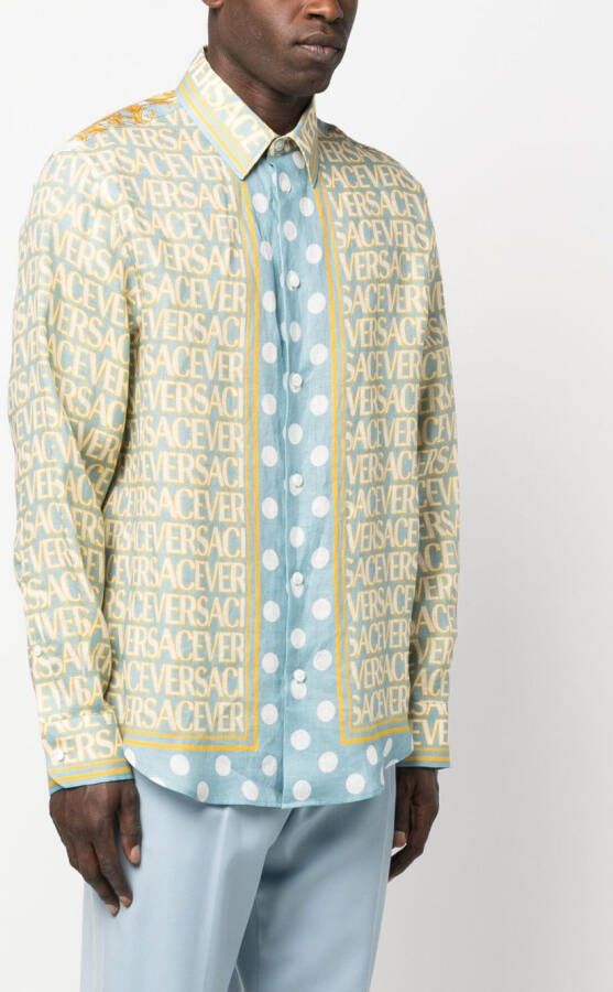 Versace Overhemd met all-over print Geel