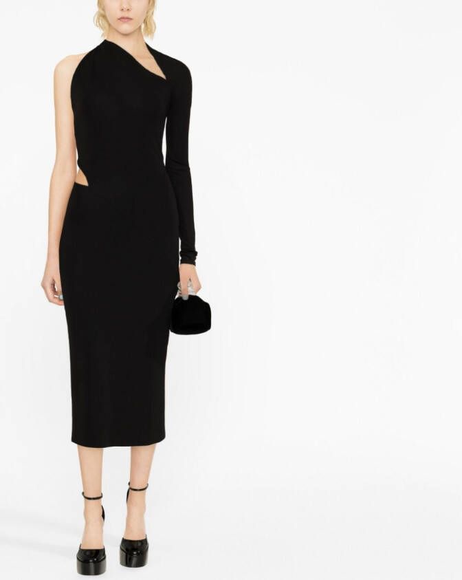 Versace Asymmetrische midi-jurk Zwart