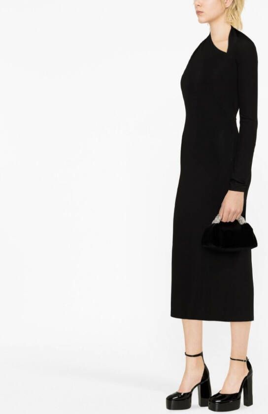 Versace Asymmetrische midi-jurk Zwart