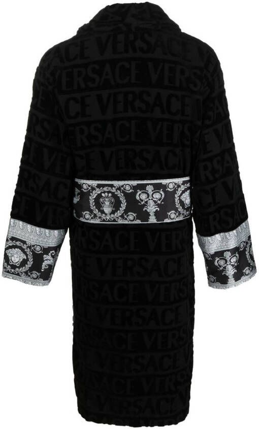 Versace Katoenen badjas met tekst Zwart