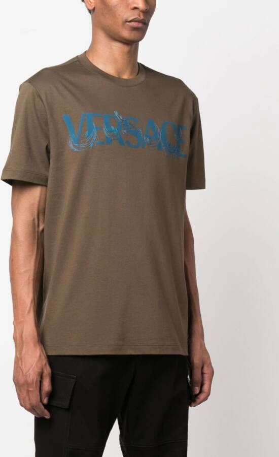 Versace T-shirt met barokprint Groen