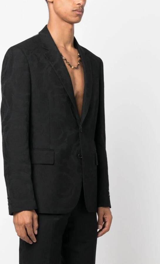 Versace Barocco Silhouette blazer van scheerwol Zwart