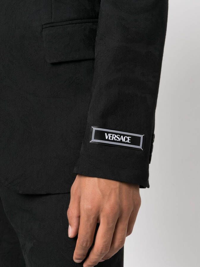 Versace Barocco Silhouette blazer van scheerwol Zwart