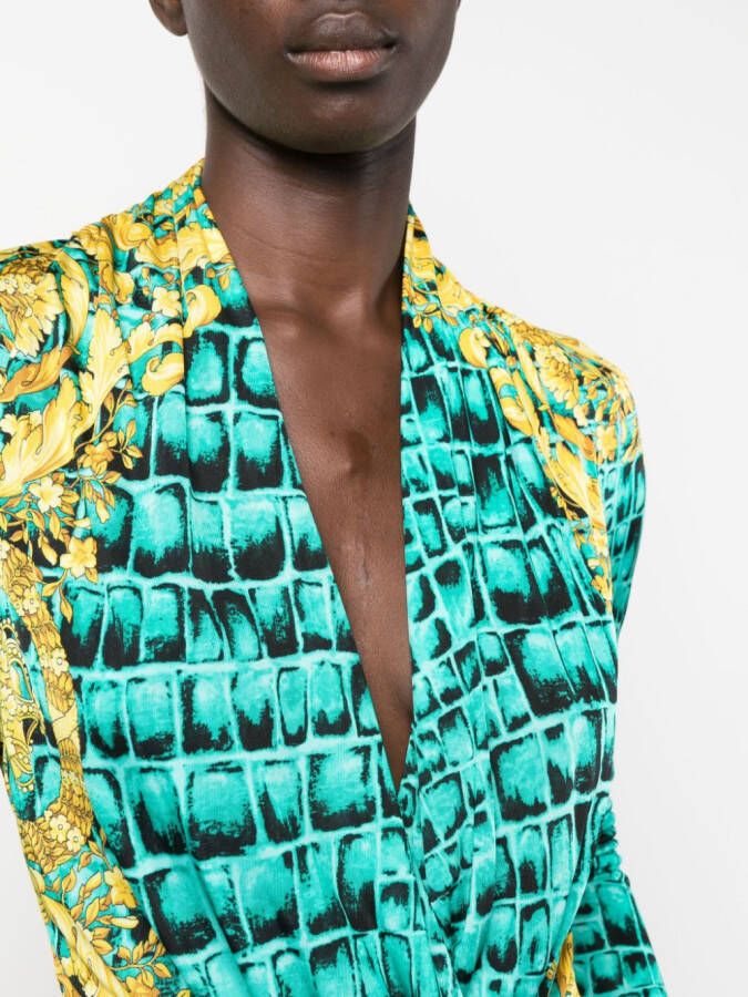 Versace Gedrapeerde body met print Groen