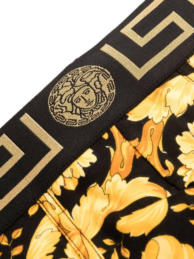 Versace Katoenen slip met barokprint Zwart