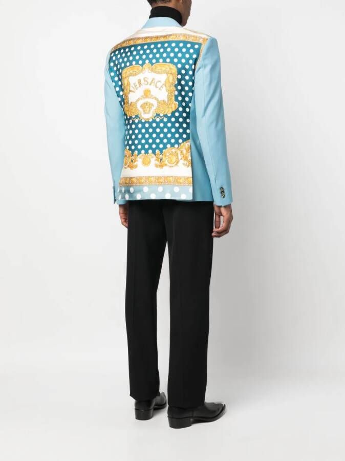 Versace Seashell Baroque blazer met enkele rij knopen Blauw