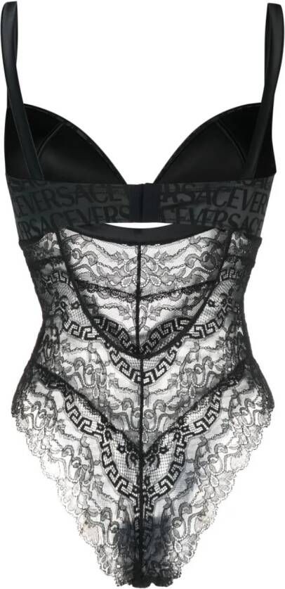 Versace Bodysuit met barok-print Zwart