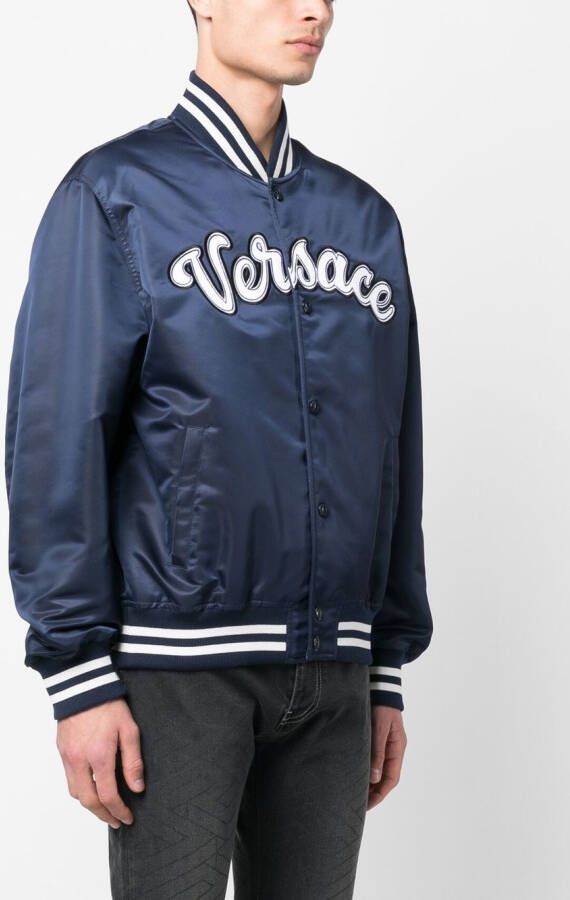 Versace Bomberjack met logopatch Blauw