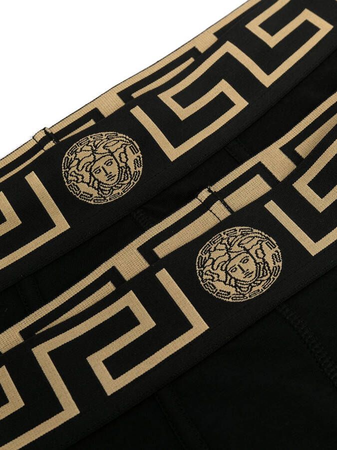 Versace Twee boxershorts met Greca design Zwart
