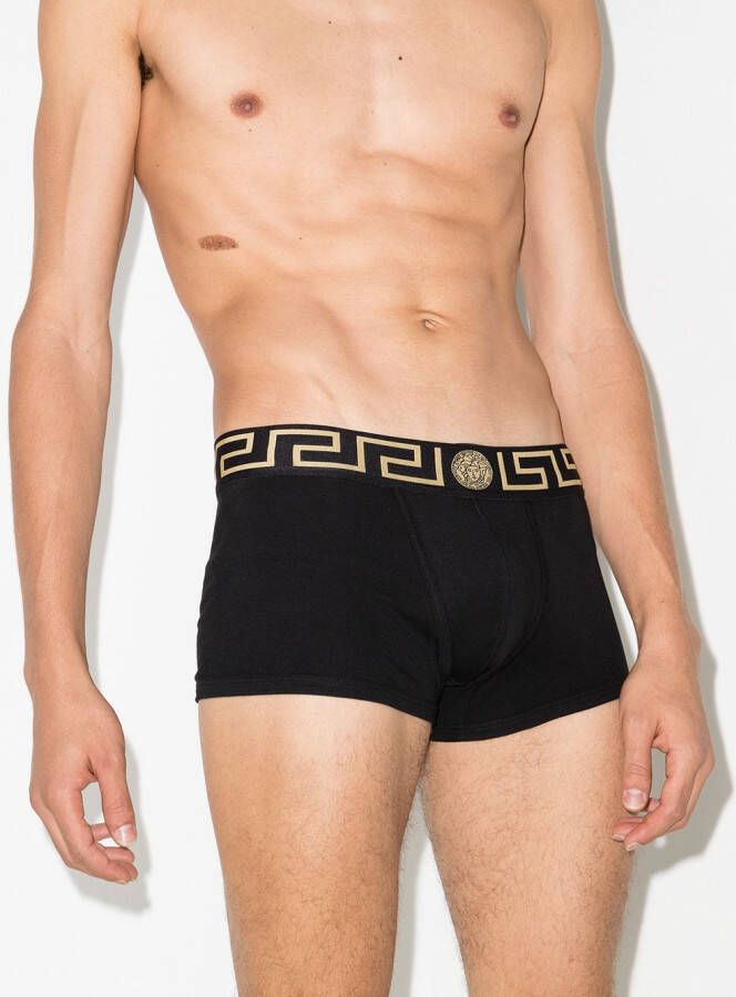 Versace Twee boxershorts met Greca design Zwart