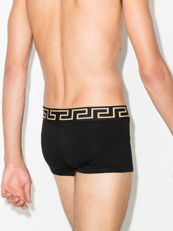 Versace Twee boxershorts met Greca design Zwart