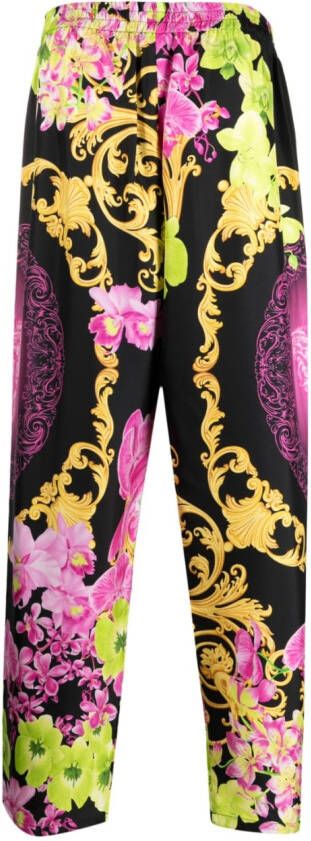 Versace Broek met bloemenprint Zwart