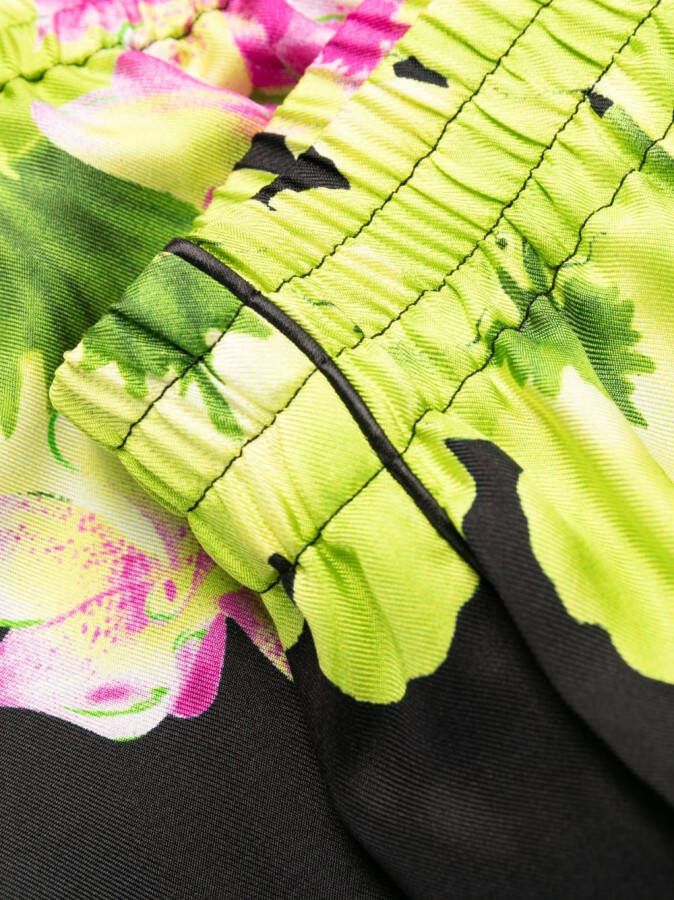 Versace Broek met bloemenprint Zwart