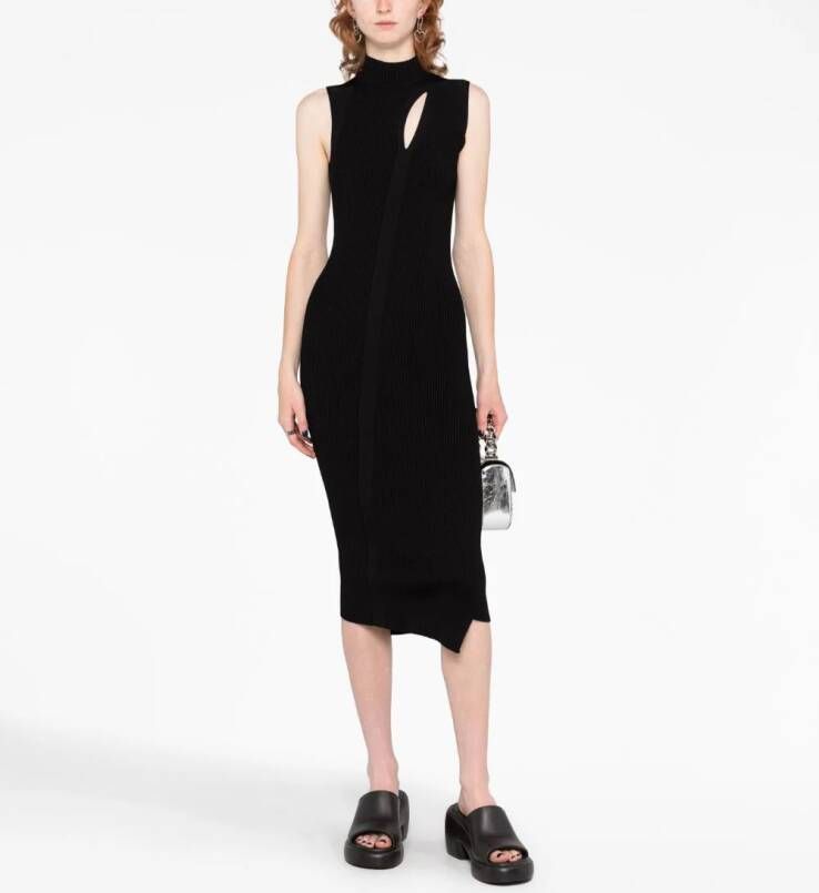 Versace Ribgebreide midi-jurk Zwart