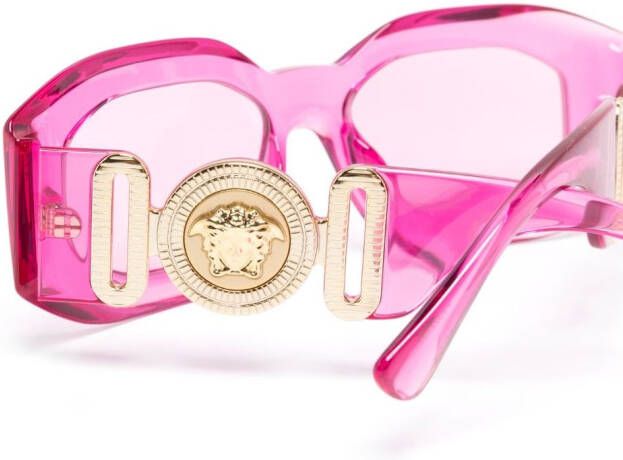 Versace Eyewear Medusa Biggie zonnebril met doorzichtig montuur Roze