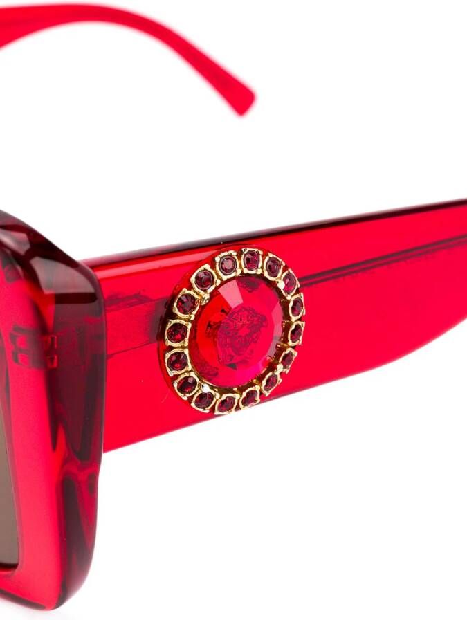 Versace Eyewear Zonnebril met doorzichtig montuur Rood