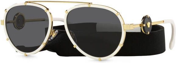 Versace Eyewear Zonnebril met piloten montuur Wit