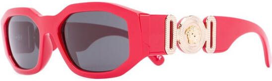 Versace Eyewear Zonnebril met rechthoekig montuur Rood