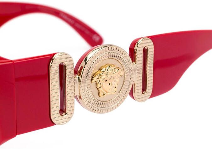 Versace Eyewear Zonnebril met rechthoekig montuur Rood