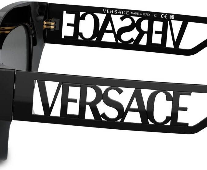 Versace Eyewear Zonnebril met rechthoekig montuur Zwart