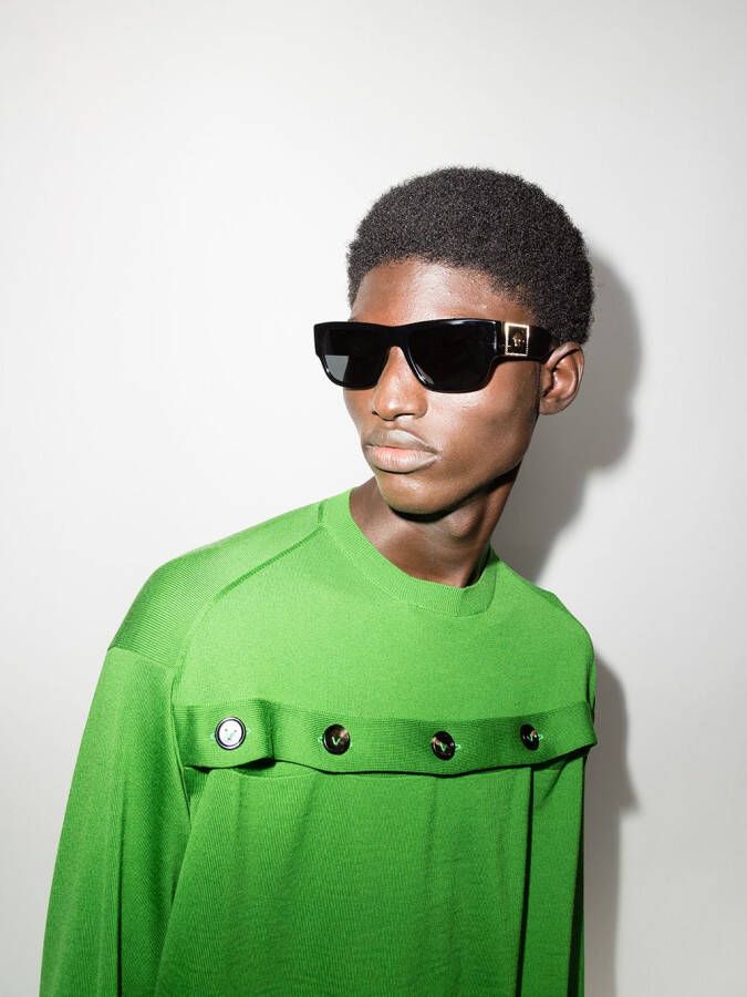 Versace Eyewear Zonnebril met rechthoekig montuur Zwart