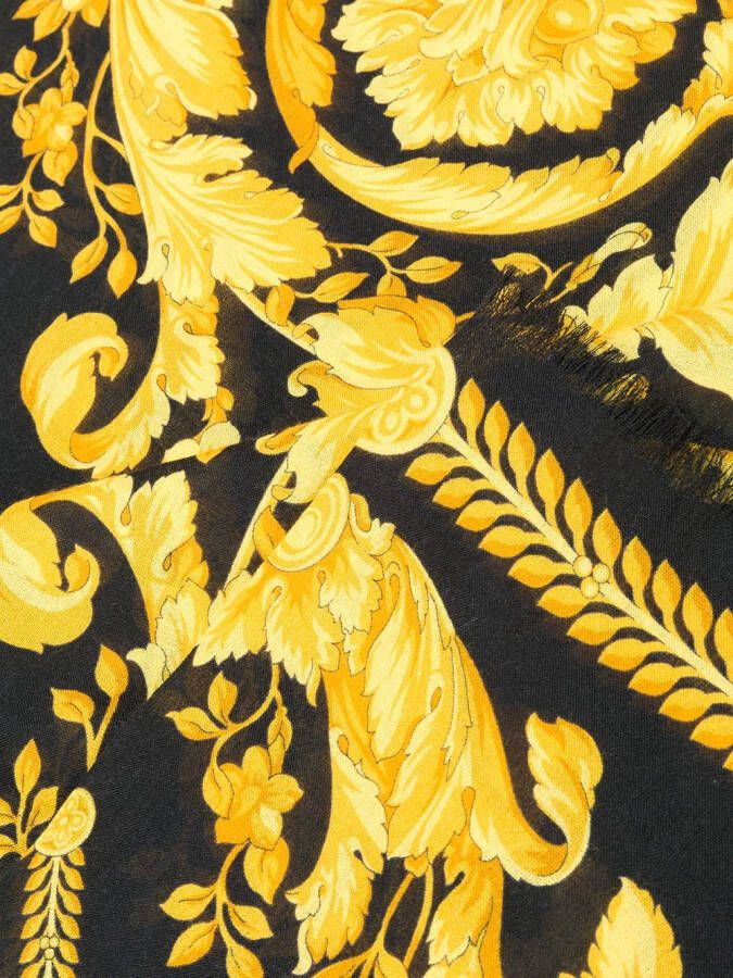 Versace Sjaal met barokprint en franje Zwart