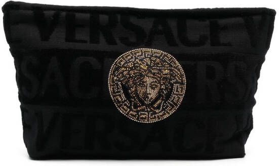 Versace Toilettas met logo Zwart