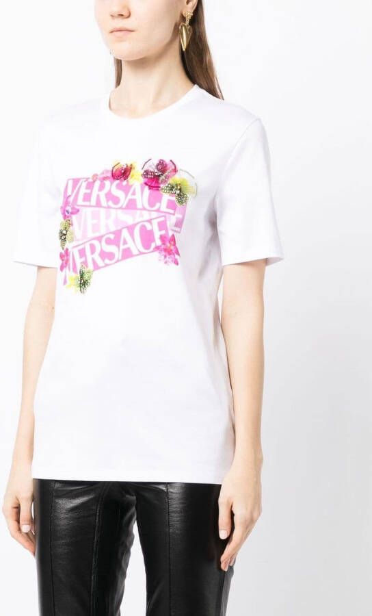Versace T-shirt met logoprint Wit