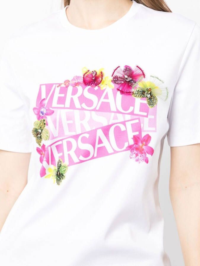 Versace T-shirt met logoprint Wit
