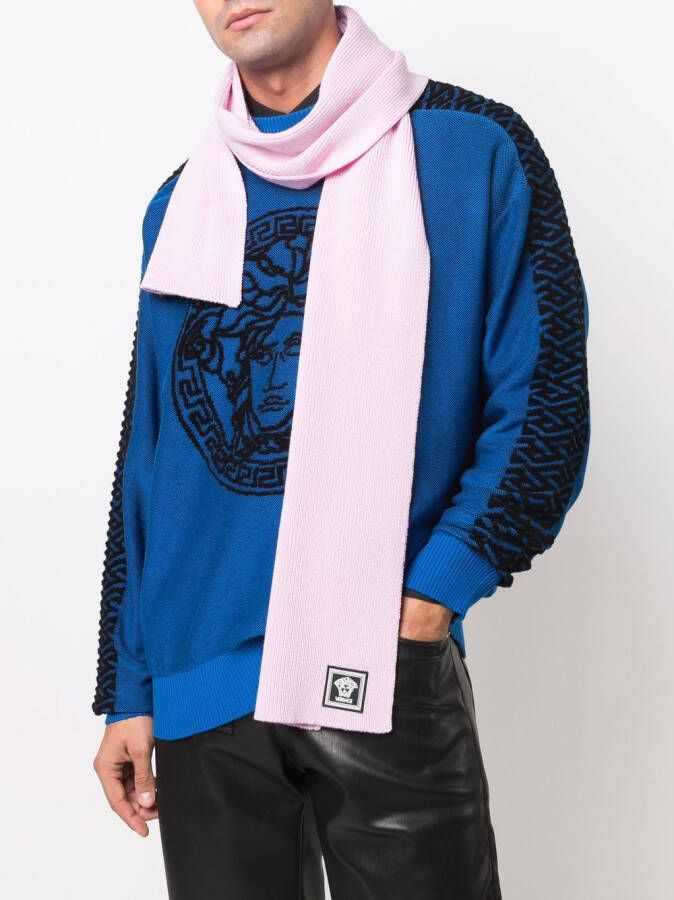 Versace Medusa wollen geribbelde sjaal Roze