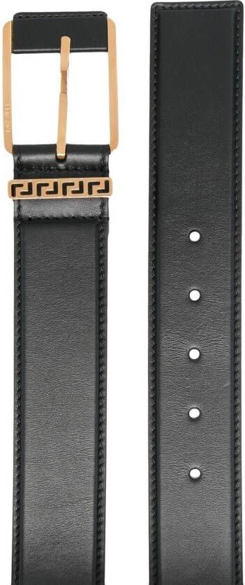 Versace Leren riem met Greca detail Zwart