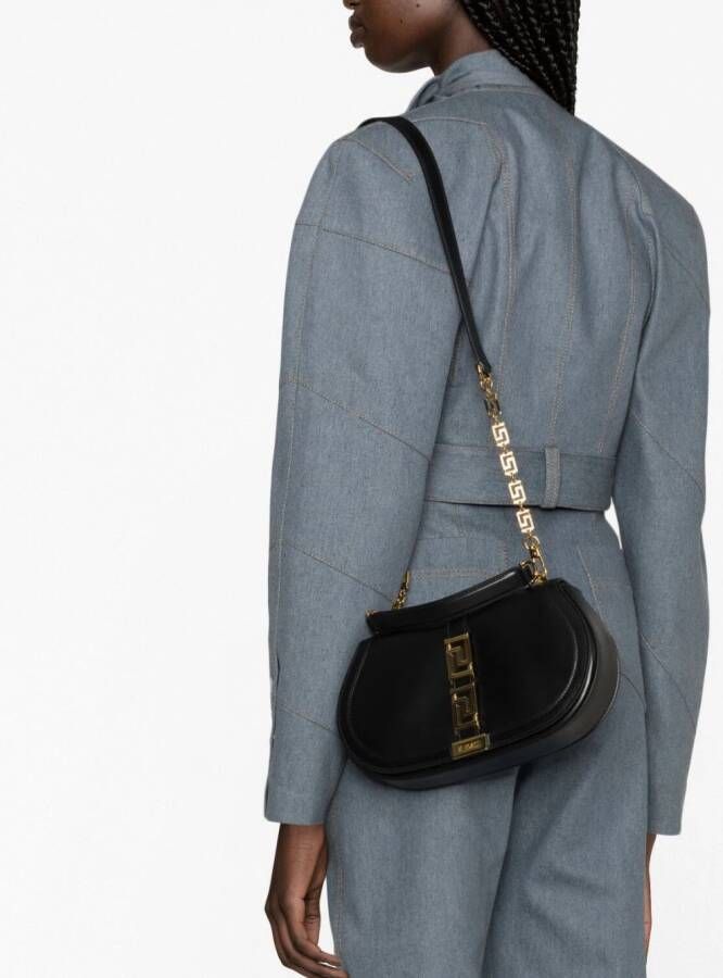 Versace Greca Goddess leren schoudertas Zwart