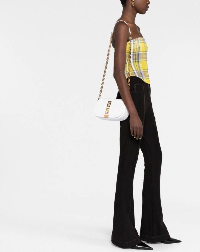 Versace Greca schoudertas met plakkaat Wit
