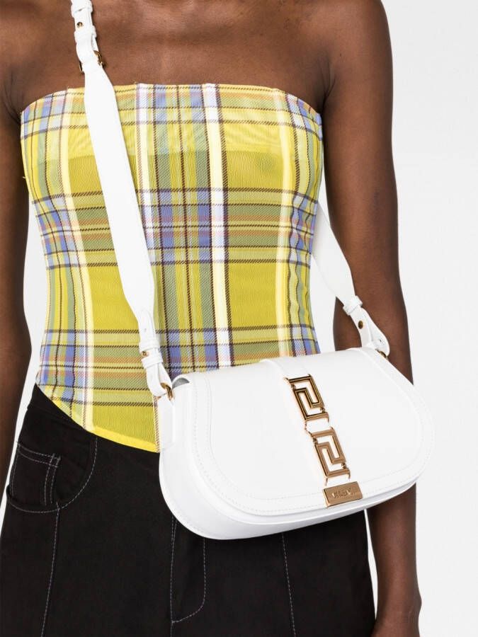 Versace Greca schoudertas met plakkaat Wit