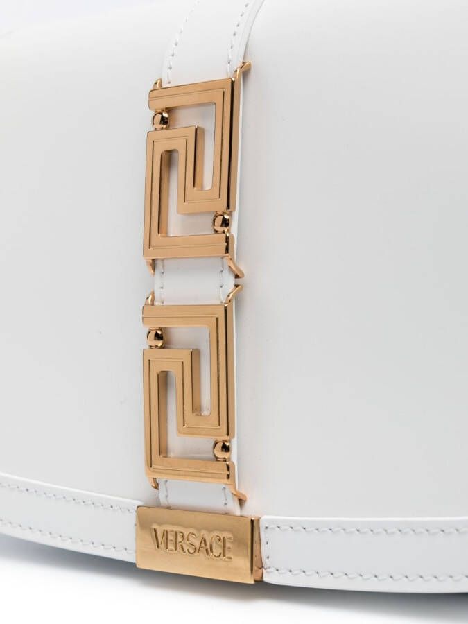 Versace Greca schoudertas met plakkaat Wit