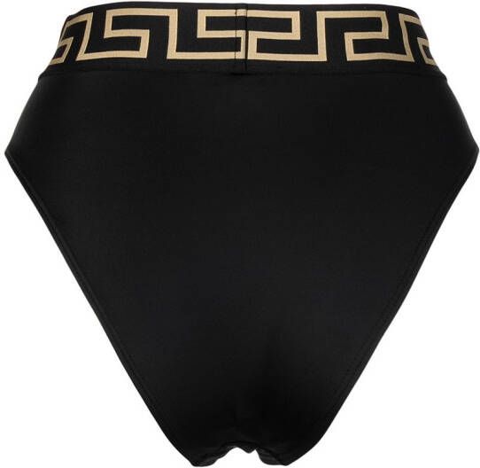 Versace High waist bikinislip met Greca rand Zwart