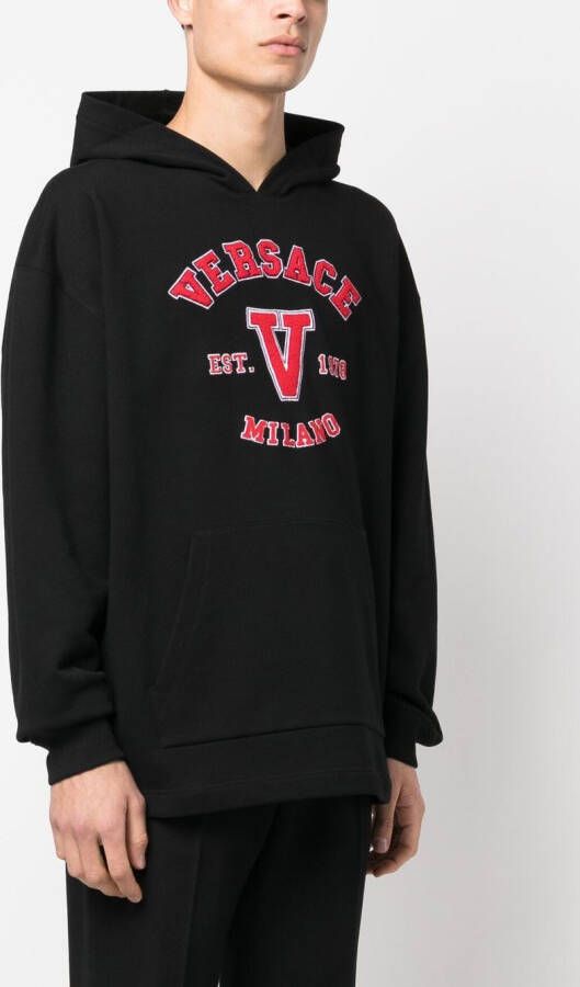 Versace Hoodie met logopatch Zwart