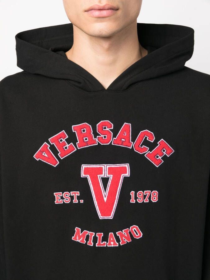 Versace Hoodie met logopatch Zwart