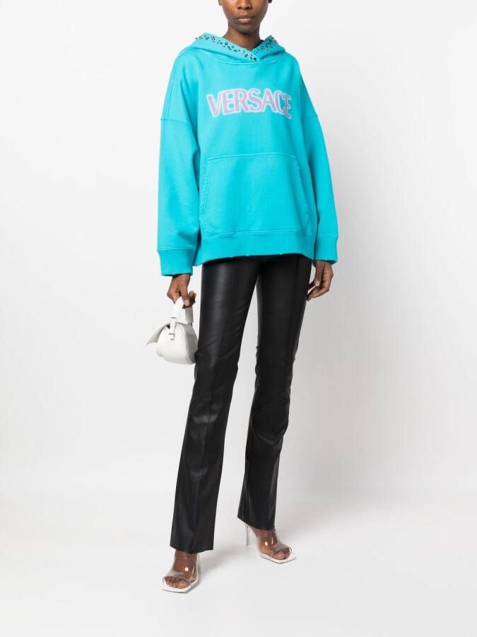 Versace Hoodie met logoprint Blauw