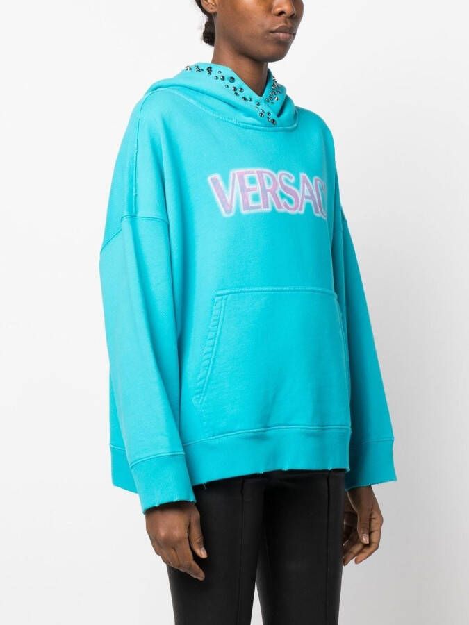 Versace Hoodie met logoprint Blauw