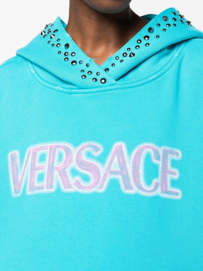 Versace Hoodie met logoprint Blauw