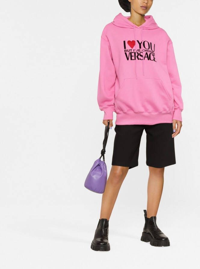 Versace Hoodie verfraaid met kristallen Roze