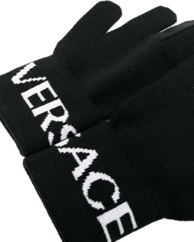 Versace Intarsia handschoenen Zwart